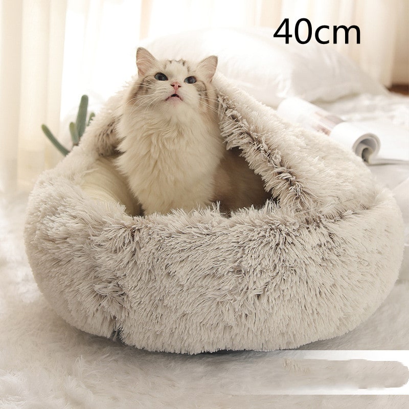 Cavernous Cozy Cat Bed with Plush Enclosure and Supportive Rim