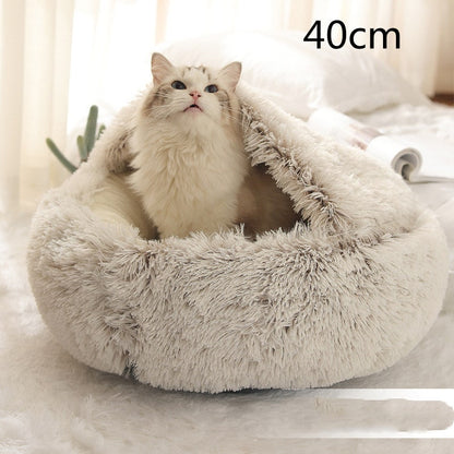Cavernous Cozy Cat Bed with Plush Enclosure and Supportive Rim