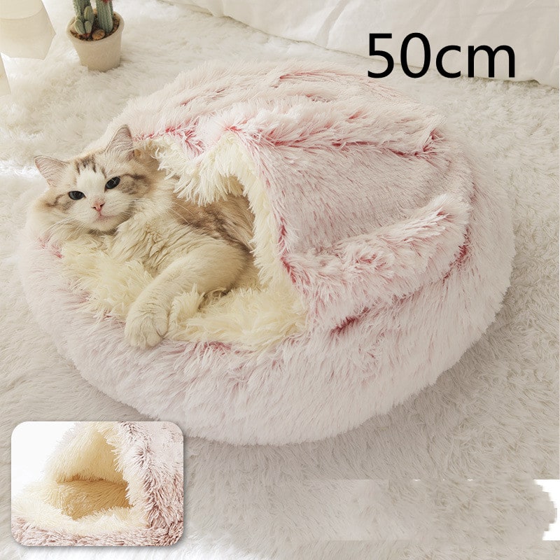 Cavernous Cozy Cat Bed with Plush Enclosure and Supportive Rim