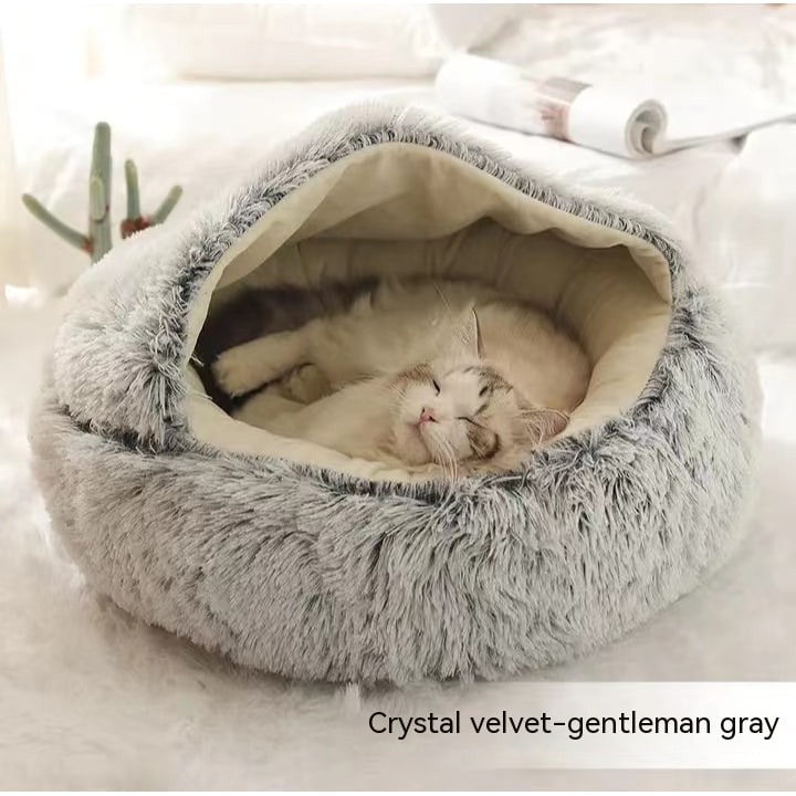 Cavernous Cozy Cat Bed with Plush Enclosure and Supportive Rim