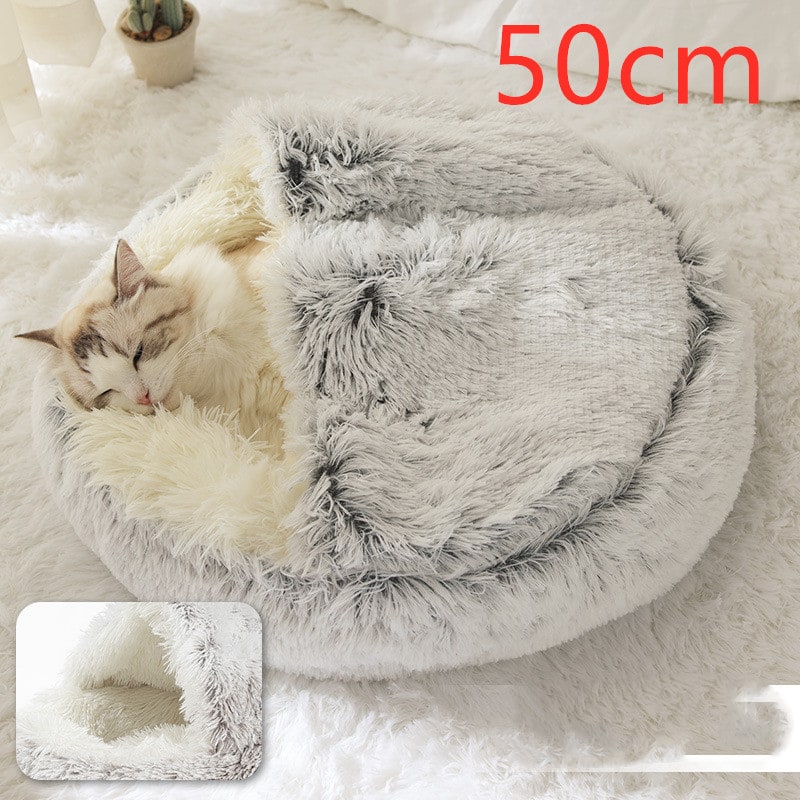 Cavernous Cozy Cat Bed with Plush Enclosure and Supportive Rim