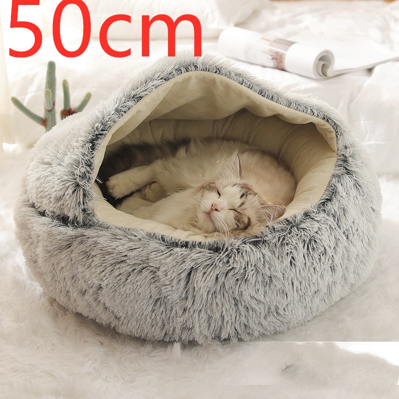 Cavernous Cozy Cat Bed with Plush Enclosure and Supportive Rim