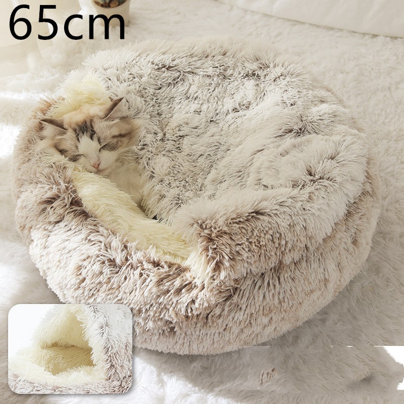 Cavernous Cozy Cat Bed with Plush Enclosure and Supportive Rim