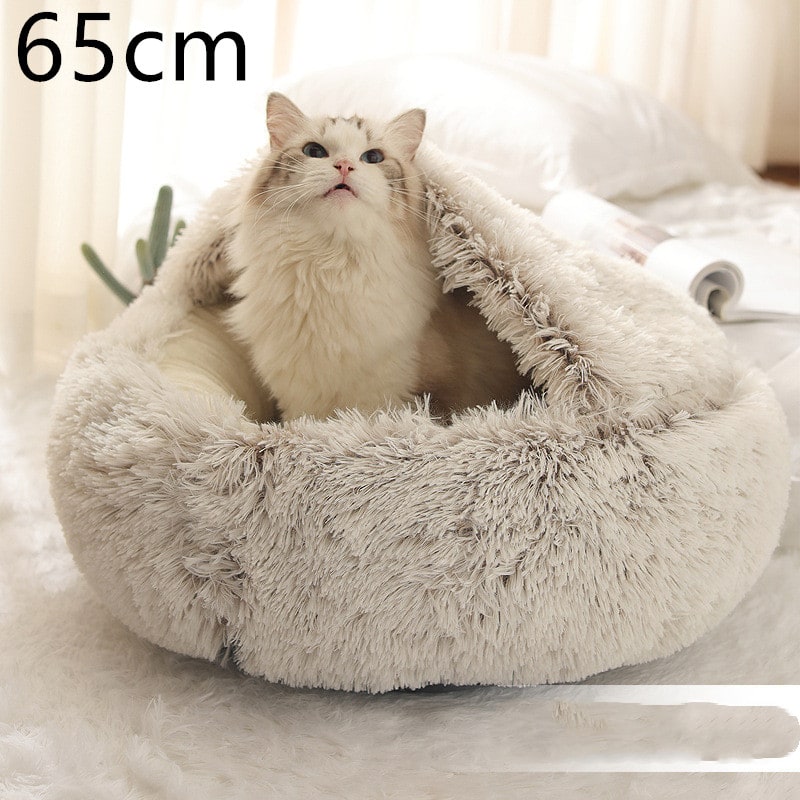 Cavernous Cozy Cat Bed with Plush Enclosure and Supportive Rim