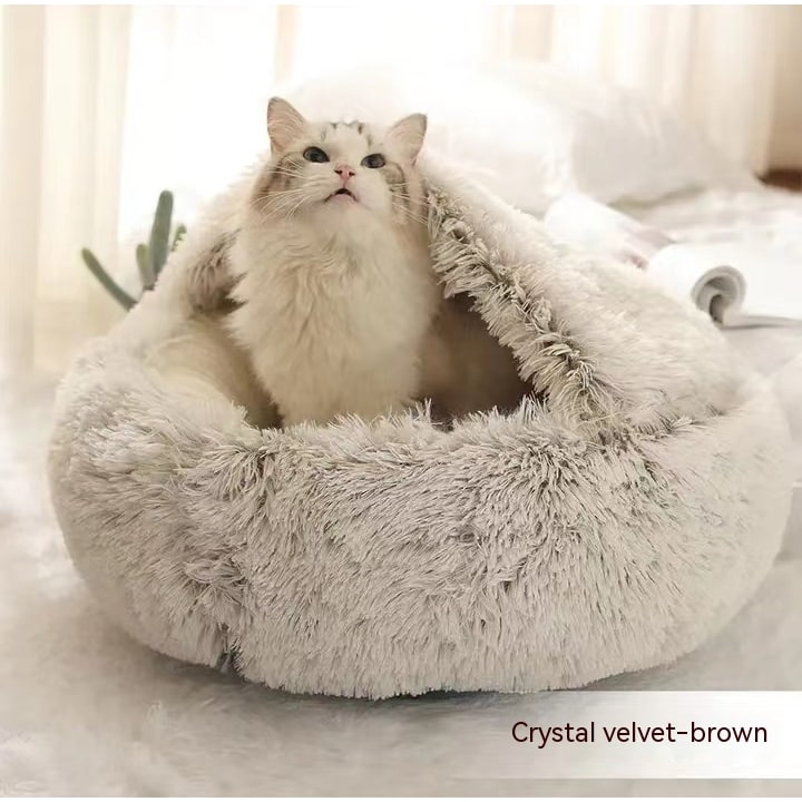Cavernous Cozy Cat Bed with Plush Enclosure and Supportive Rim