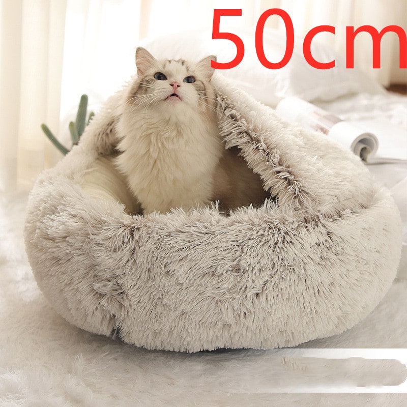 Cavernous Cozy Cat Bed with Plush Enclosure and Supportive Rim