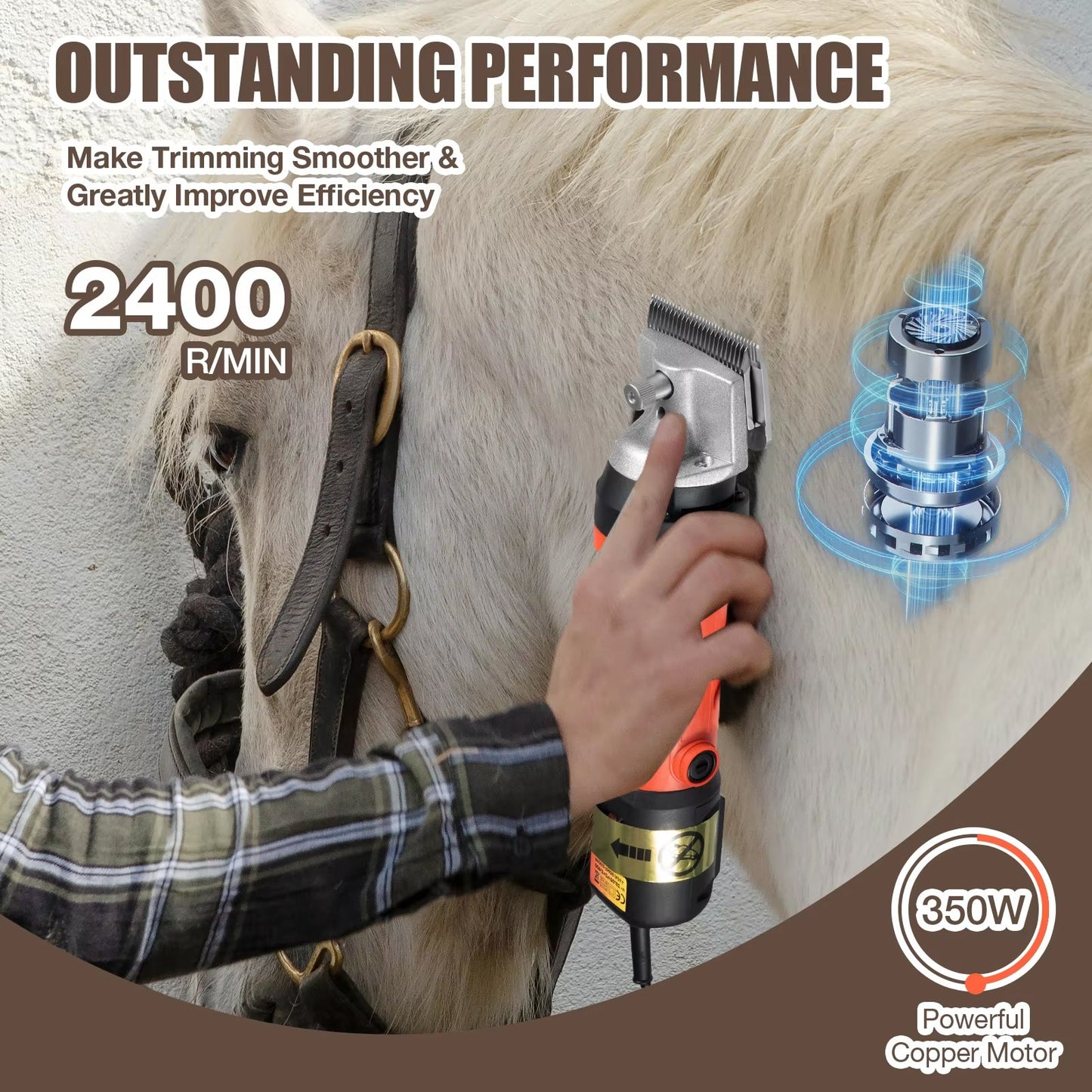 350W Professional Horse Clippers for Thick Fur Trimming