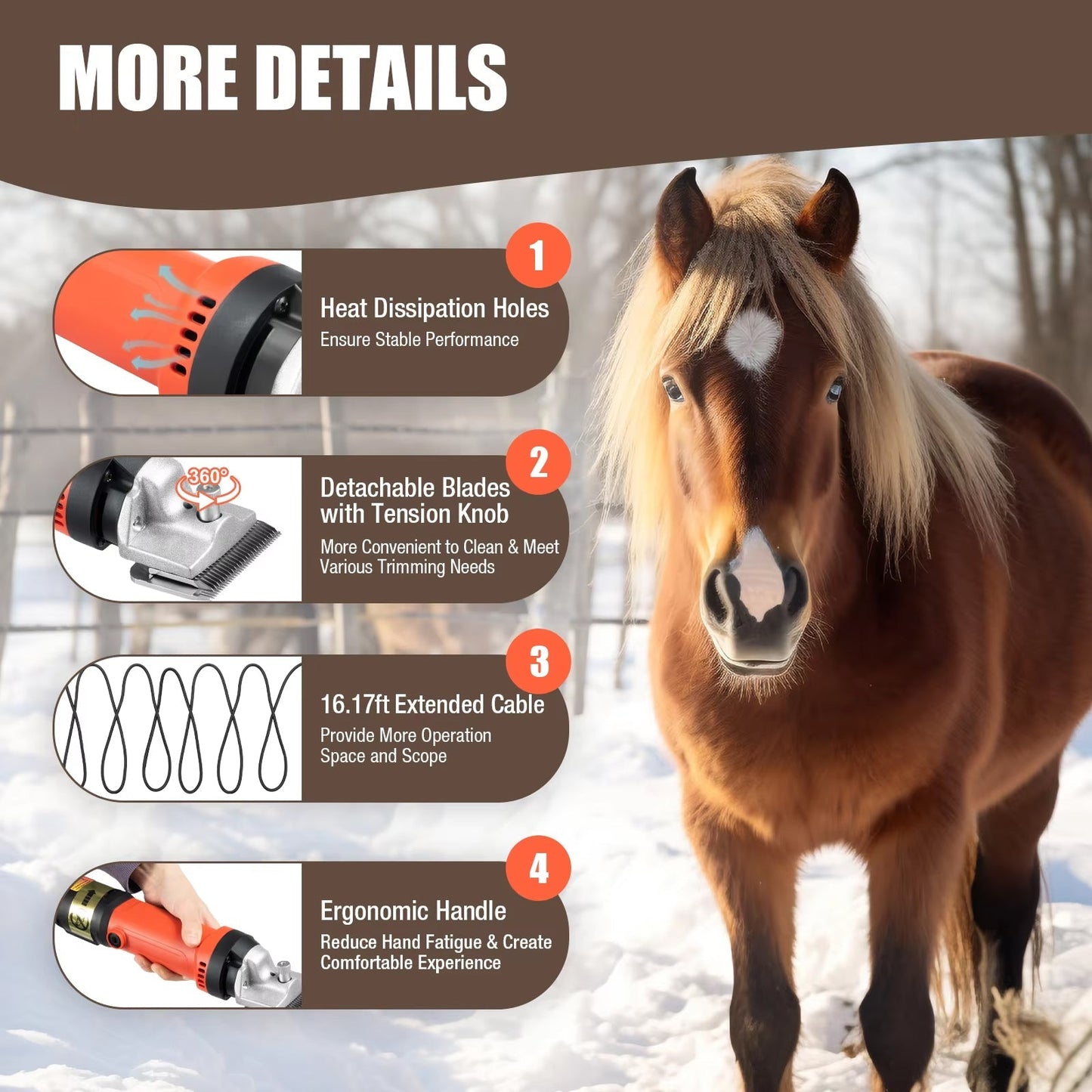 350W Professional Horse Clippers for Thick Fur Trimming