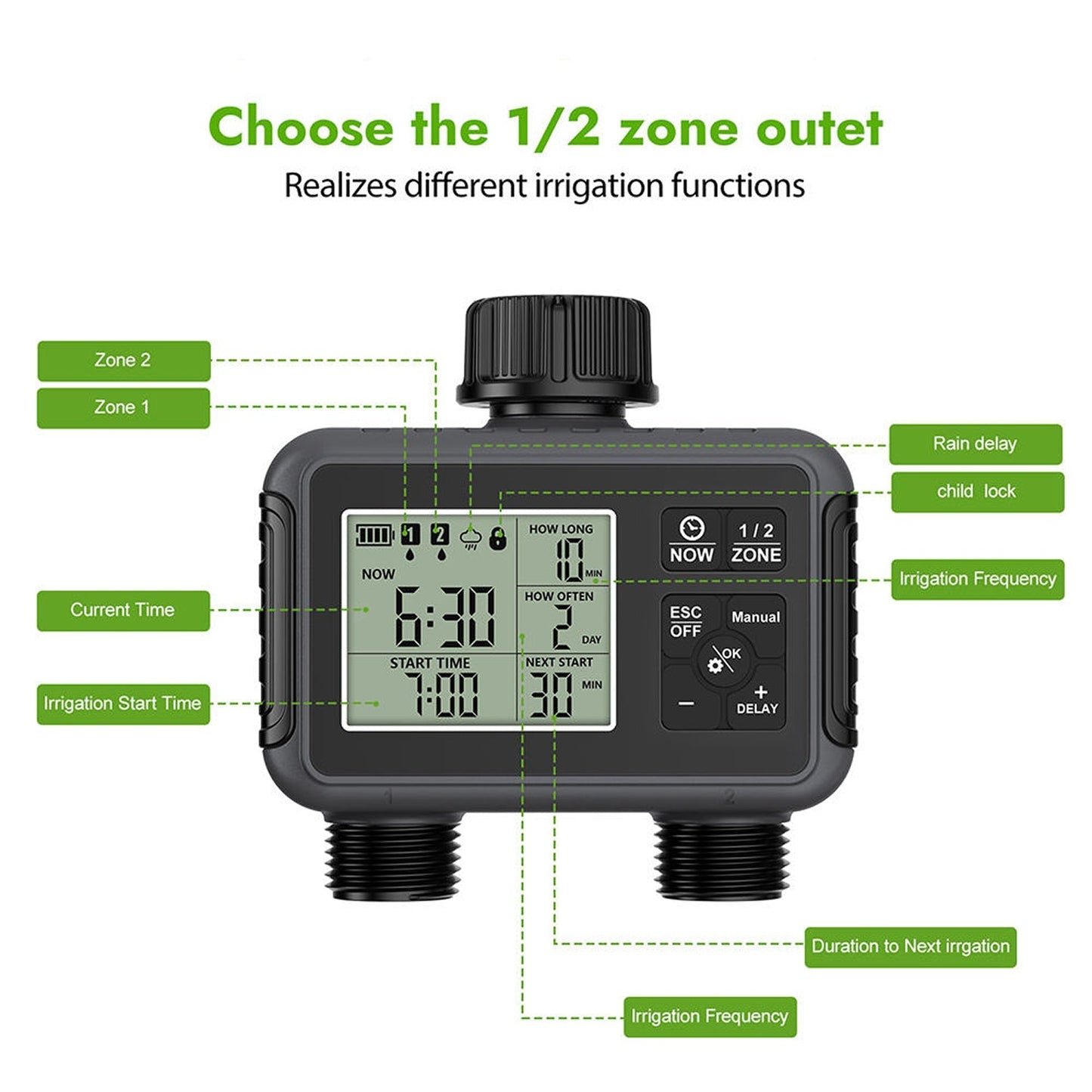 Smart Water Timer for UK Gardens with Dual-Zone Control