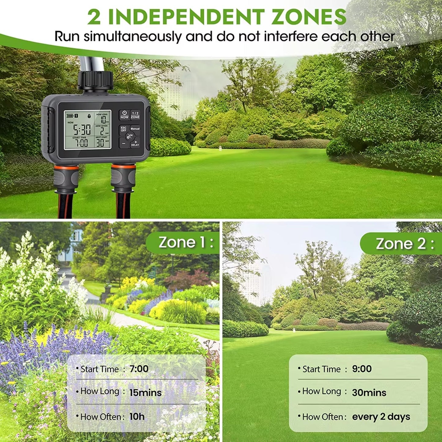 Smart Water Timer for UK Gardens with Dual-Zone Control
