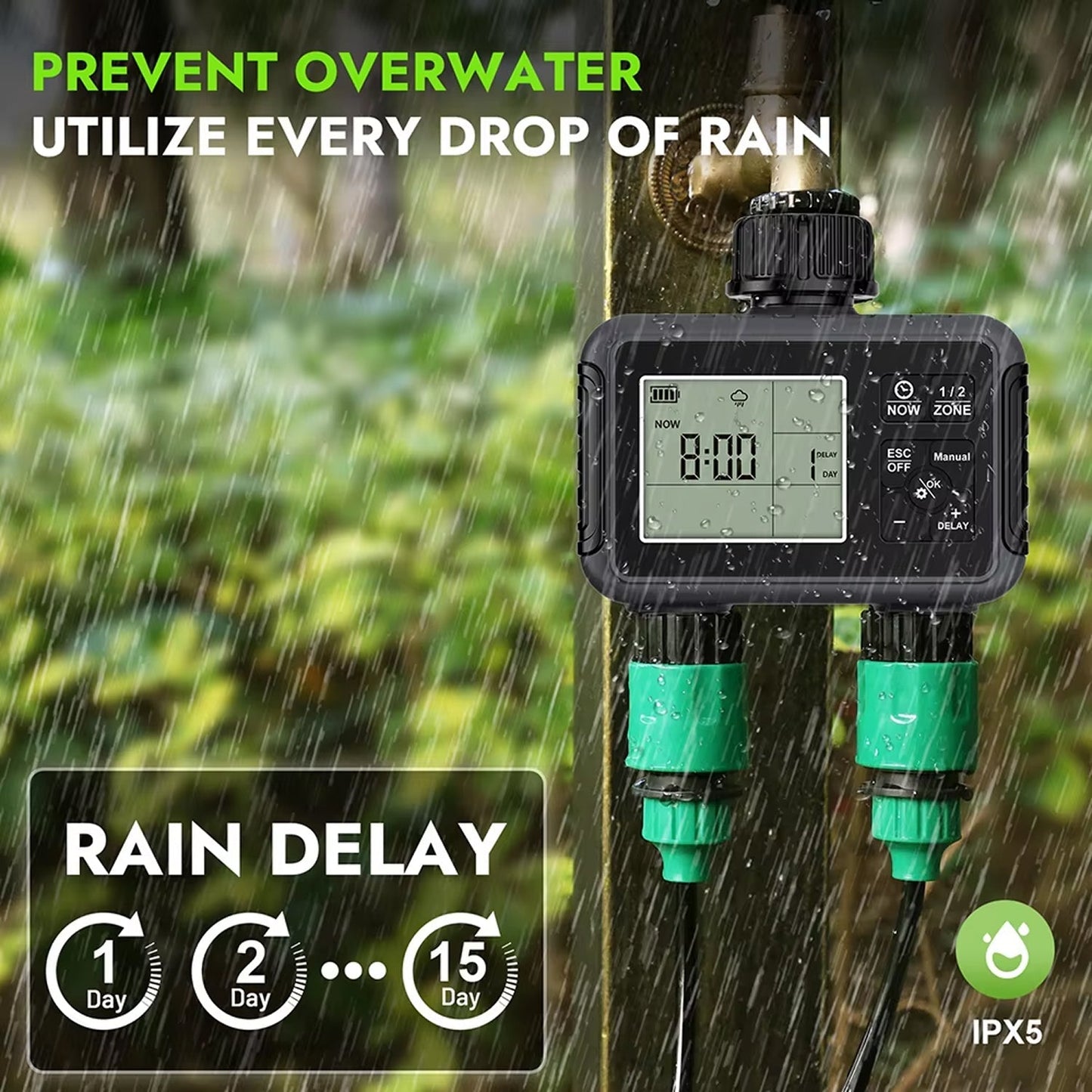 Smart Water Timer for UK Gardens with Dual-Zone Control