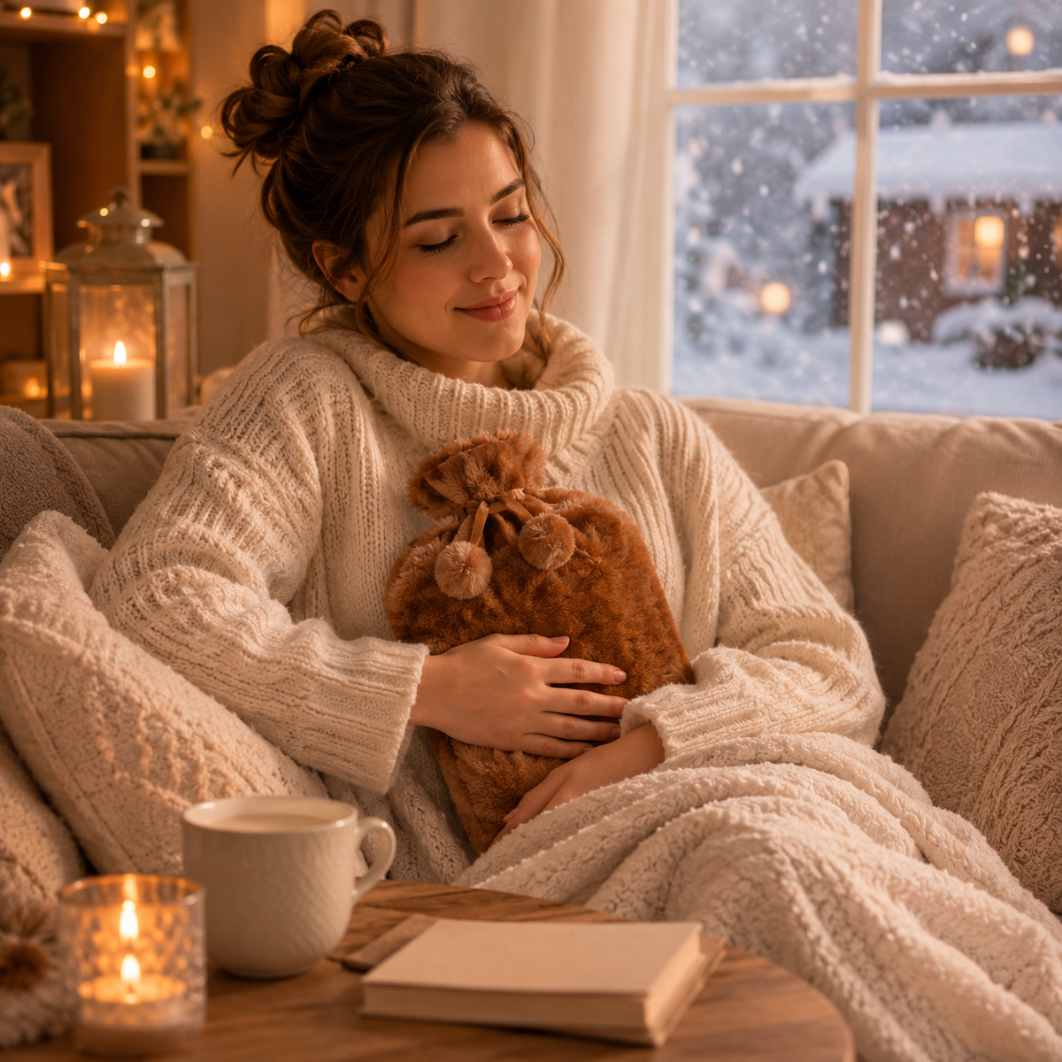 Plush-Covered Hot Water Bottle for Ultimate Comfort