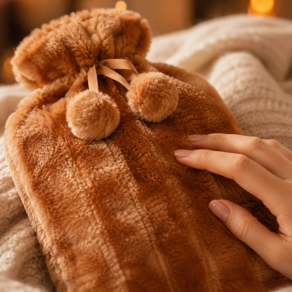 Plush-Covered Hot Water Bottle for Ultimate Comfort