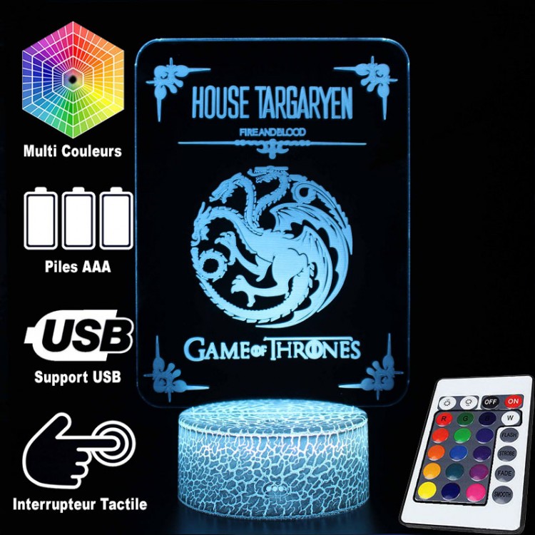 3D Night Light - House Targaryen from Game of Thrones
