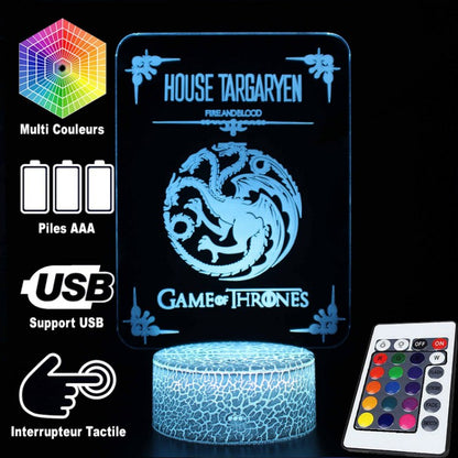 3D Night Light - House Targaryen from Game of Thrones
