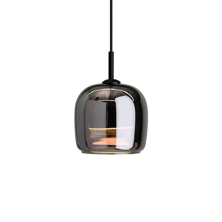 Nordic Black Glass Hanging Light Fixture - Modern Pendant Lamp for Dining and Kitchen