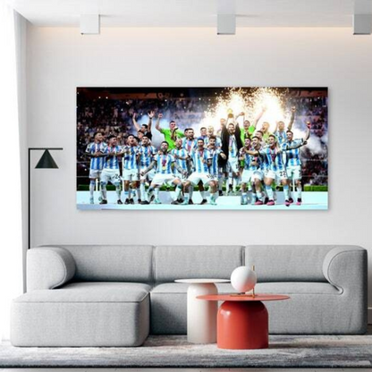 Wall Art of Messi Celebrating World Cup with Argentina National Team
