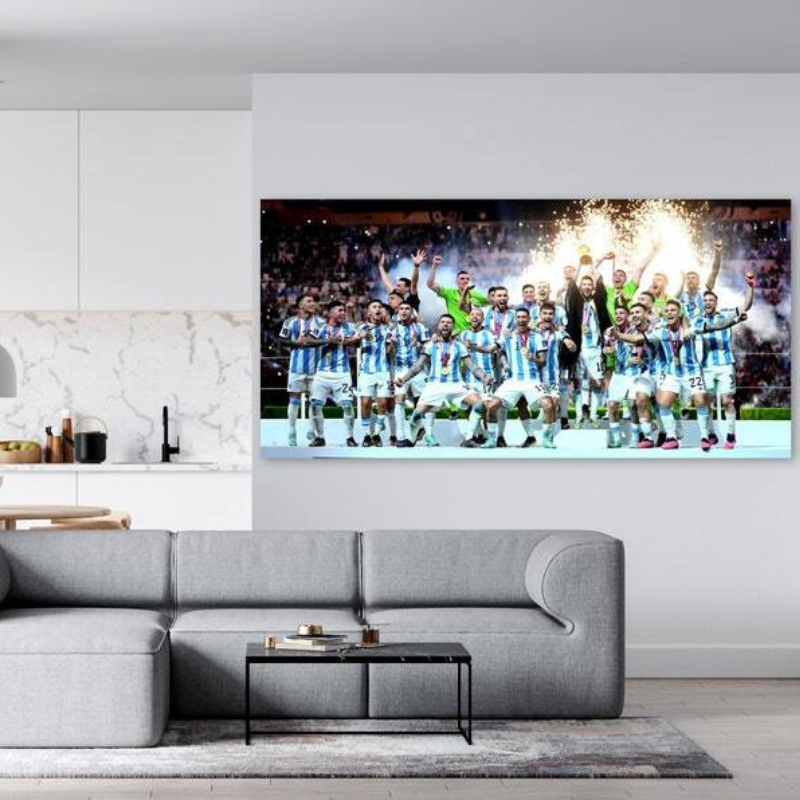 Wall Art of Messi Celebrating World Cup with Argentina National Team