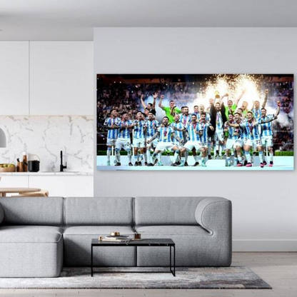 Wall Art of Messi Celebrating World Cup with Argentina National Team