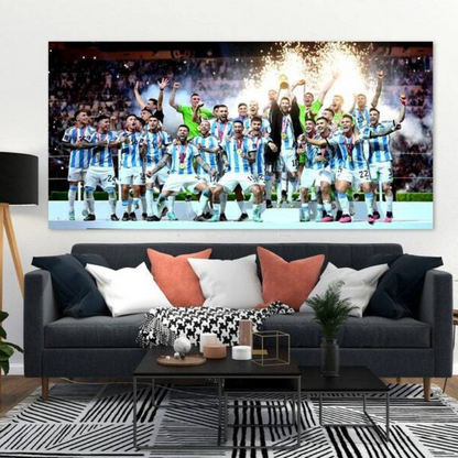 Wall Art of Messi Celebrating World Cup with Argentina National Team