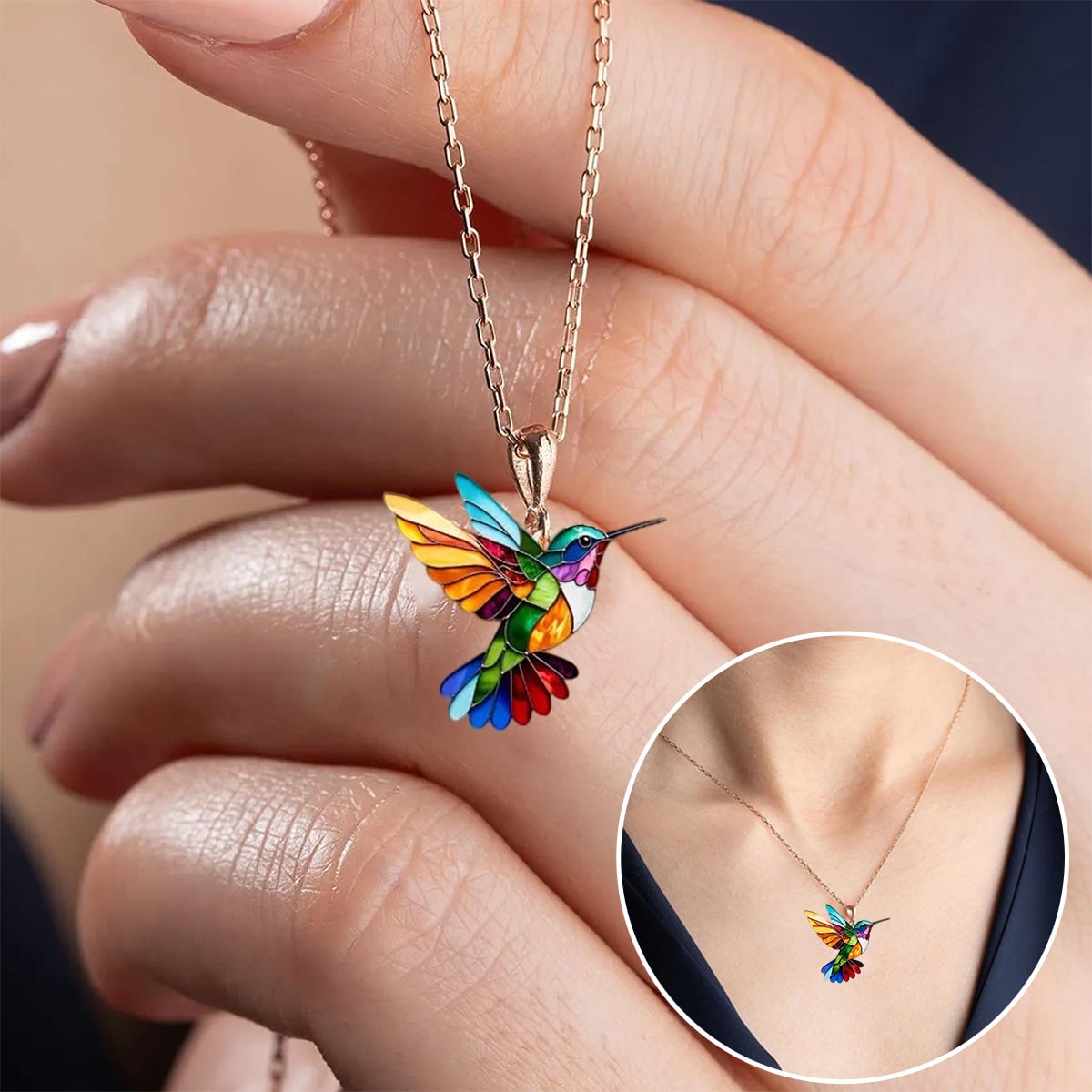 Vibrant Avian Charm Jewelry Set with Coordinating Earrings