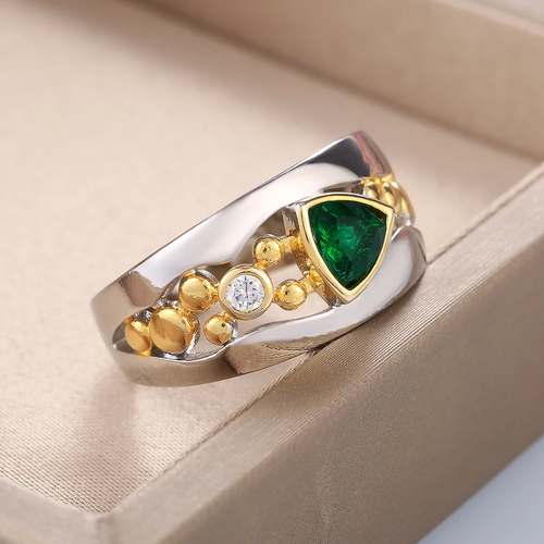 Vintage Ring Featuring Captivating Green Crystal Taalita