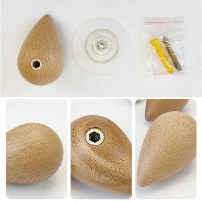 Beech Wood Wall Coat Rack in Water Drop Design