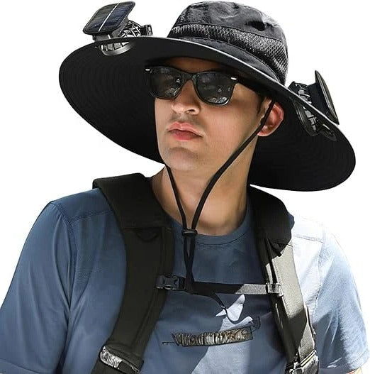 Cooling Fan Hat for Men – Solar Powered with Wide Brim Sun Protection