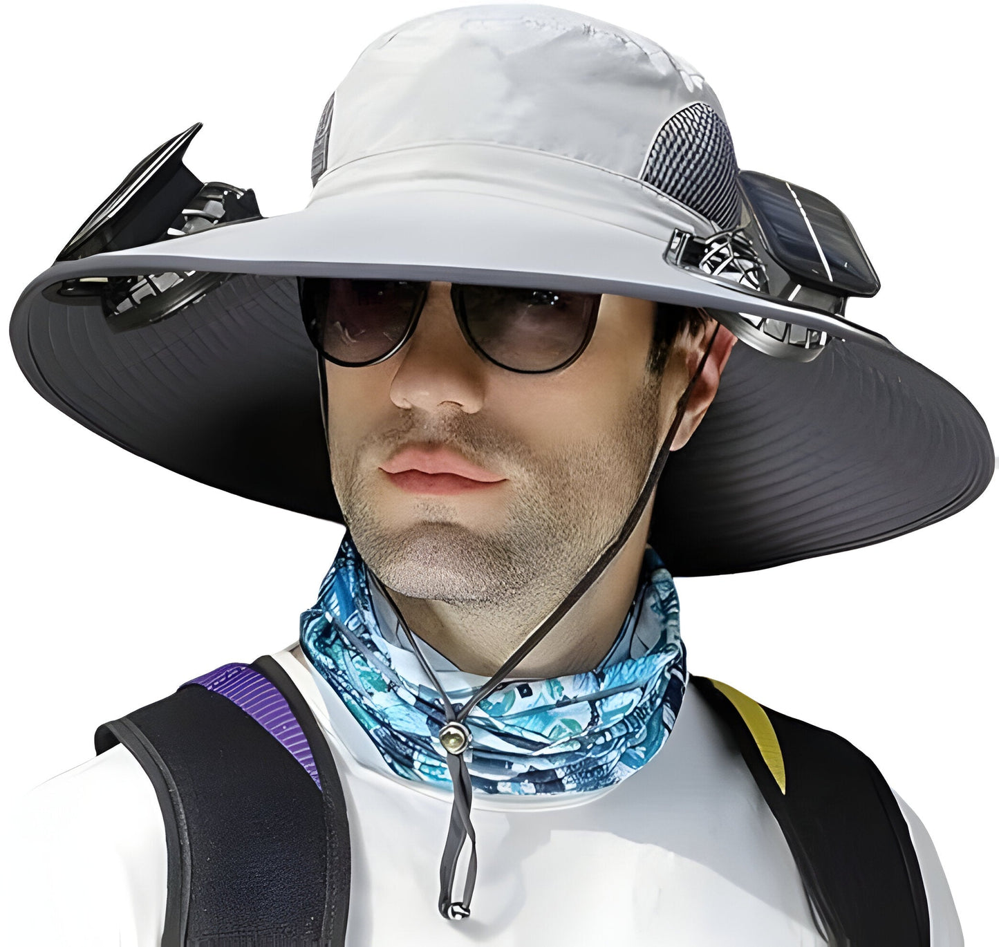 Cooling Fan Hat for Men – Solar Powered with Wide Brim Sun Protection