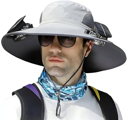 Cooling Fan Hat for Men – Solar Powered with Wide Brim Sun Protection