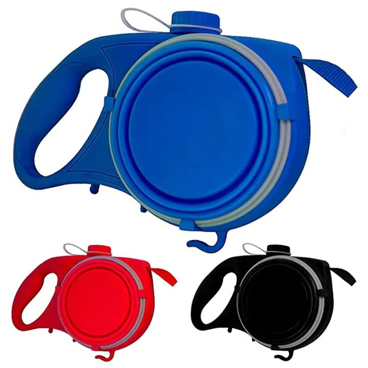 4-in-1 Dog Leash with Water Bottle and Bowl – Multifunctional Design