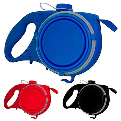 4-in-1 Dog Leash with Water Bottle and Bowl – Multifunctional Design