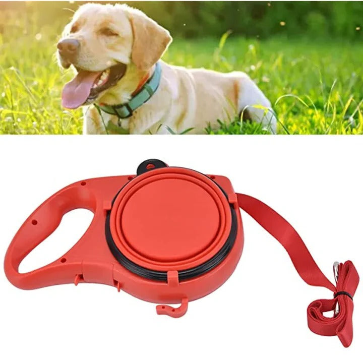4-in-1 Dog Leash with Water Bottle and Bowl – Multifunctional Design