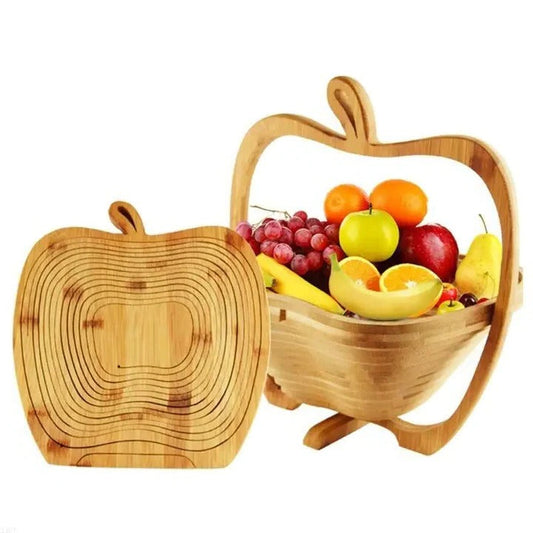 Bamboo Cutting Board and Collapsible Fruit Basket