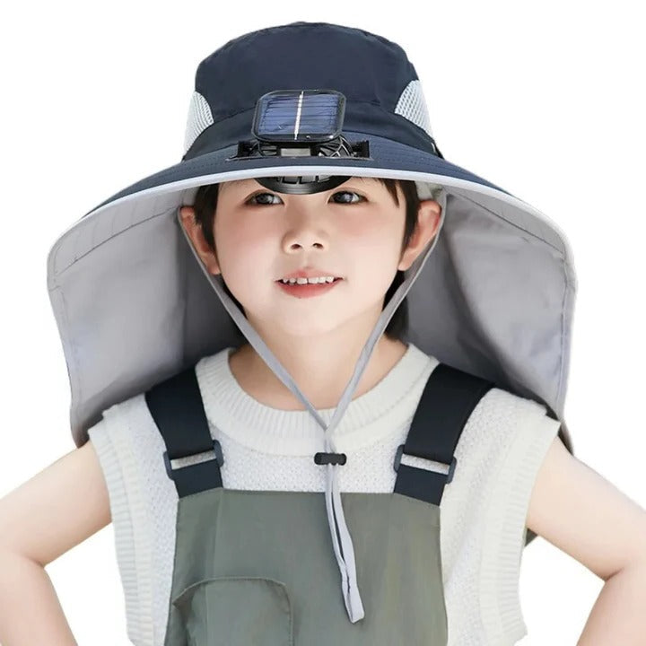 Solar-Powered Hat with Adjustable Fan for Kids