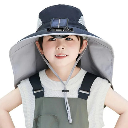Solar-Powered Hat with Adjustable Fan for Kids