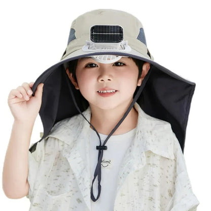 Solar-Powered Hat with Adjustable Fan for Kids
