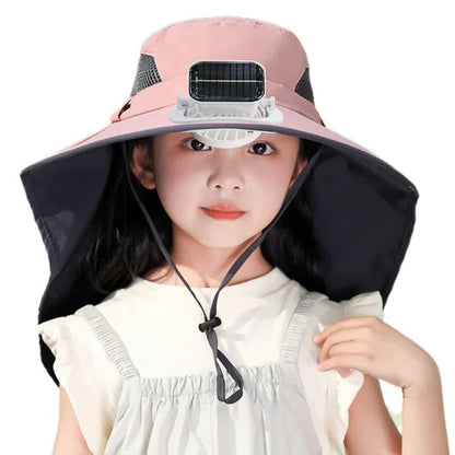 Solar-Powered Hat with Adjustable Fan for Kids