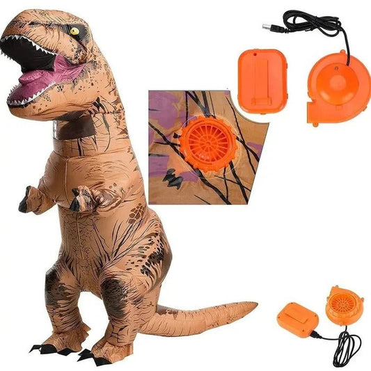 Adult Inflatable Dinosaur Costume - T-Rex Suit with Integrated Fan