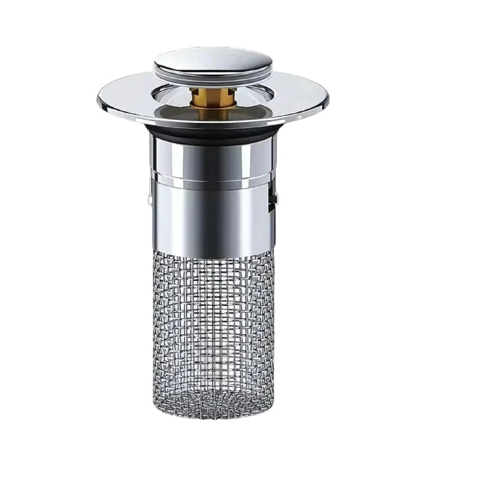 Pop-Up Sink Stopper with Built-In Strainer for Odor Control