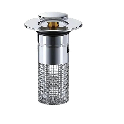 Pop-Up Sink Stopper with Built-In Strainer for Odor Control