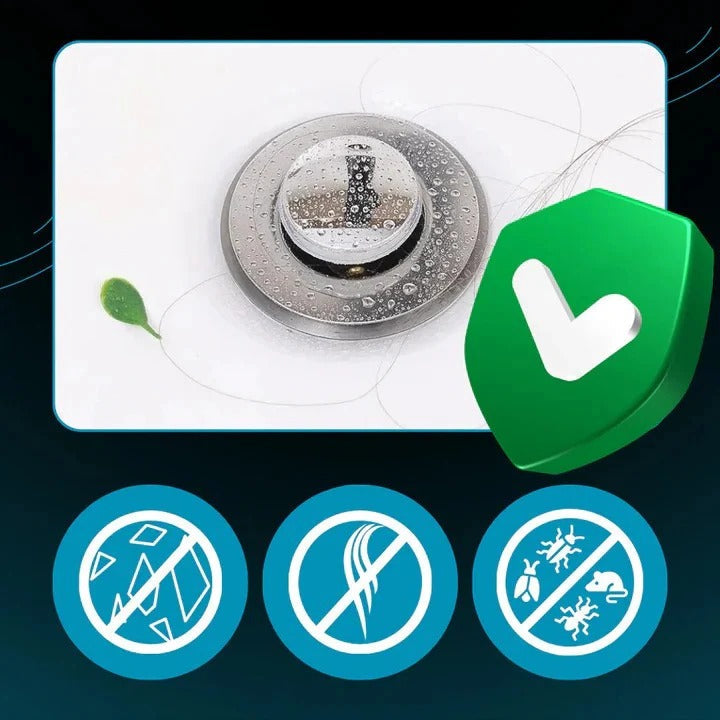 Pop-Up Sink Stopper with Built-In Strainer for Odor Control