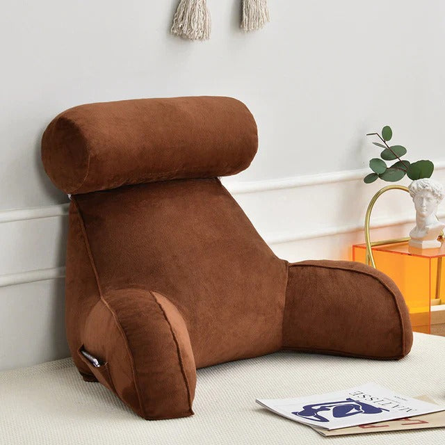 Upright Reading Pillow for Bed – Cushioned Support with Arm Rest