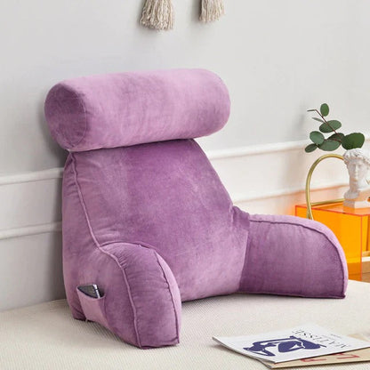 Upright Reading Pillow for Bed – Cushioned Support with Arm Rest