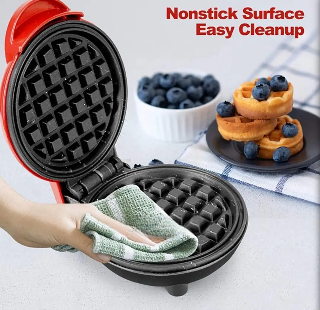 Mini Electric Waffle Maker with Nonstick Coating