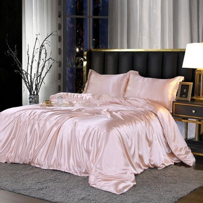 Luxury Silk Bedding Set - 4 Pieces with Duvet Cover and Pillowcases