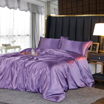 Luxury Silk Bedding Set - 4 Pieces with Duvet Cover and Pillowcases