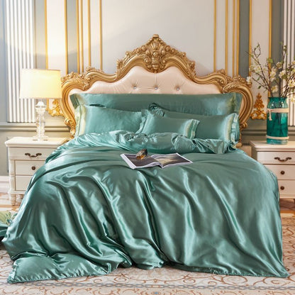Luxury Silk Bedding Set - 4 Pieces with Duvet Cover and Pillowcases