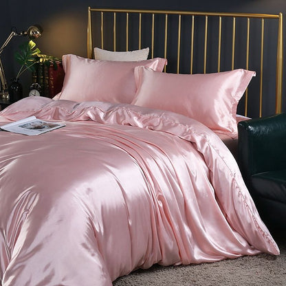 Luxury Silk Bedding Set - 4 Pieces with Duvet Cover and Pillowcases