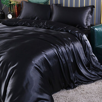 Luxury Silk Bedding Set - 4 Pieces with Duvet Cover and Pillowcases